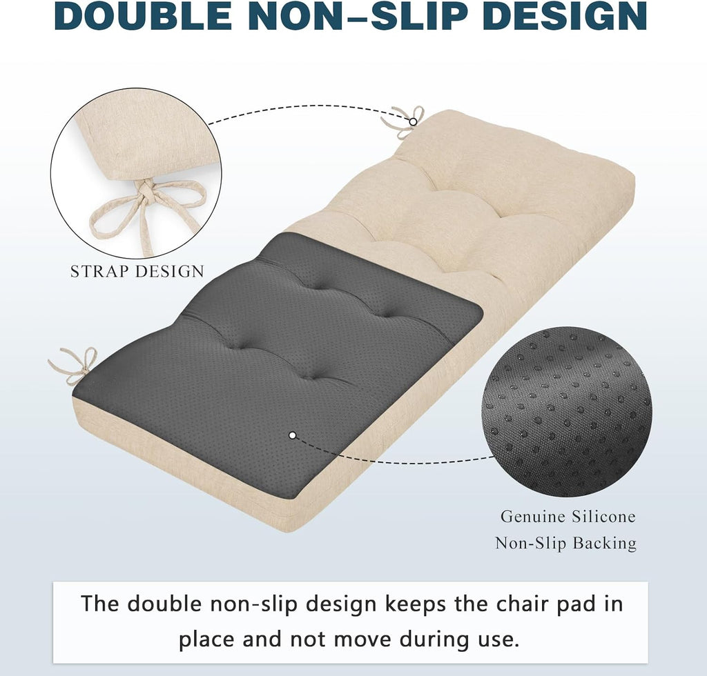 baibu 40 Inch Memory Foam Bench Cushion, Dual-Layer Patent Design Non-Slip Indoor Bench Cushion with Ties, 40x15x3Inch, Beige