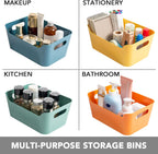 Tiawudi 12 Pack 4.5L Storage Bins, Plastic Storage Baskets for Home Classroom Organization, Multi-Use Organizer Bins for Cabinet, Pantry, Drawer, Closet, Countertop or Shelves, Colorful Containers