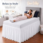 SGI bedding Dorm Bed Skirt Twin XL 32 Inch Drop Length - White, Ruffled Pattern College Dorm Room Bed Skirts - Split Corner, Easy Care, Wrinkle Free 1800 Series Microfiber Bed Skirt