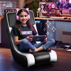 GTPLAYER Floor Rocker Gaming Chair – Adjustable Angle Limiter, Ultra Lightweight Ergonomic Floor Rocking Game Seat for Gaming and Lounging, Black & White