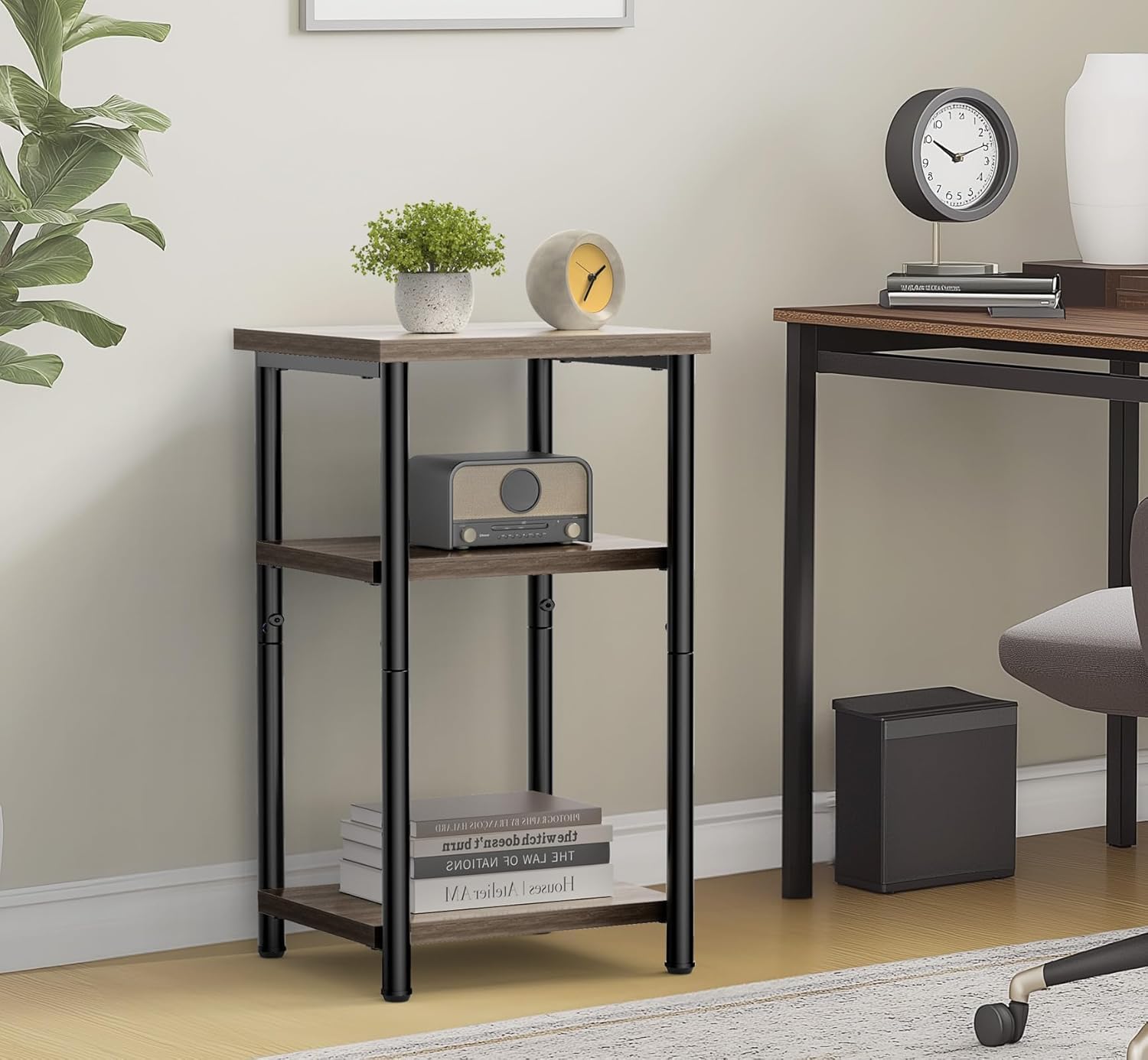 DUMOS Side Table, Small End Table, Tall Nightstand for Living Room, Bedroom, Office, Bathroom, 2 Pack Grey