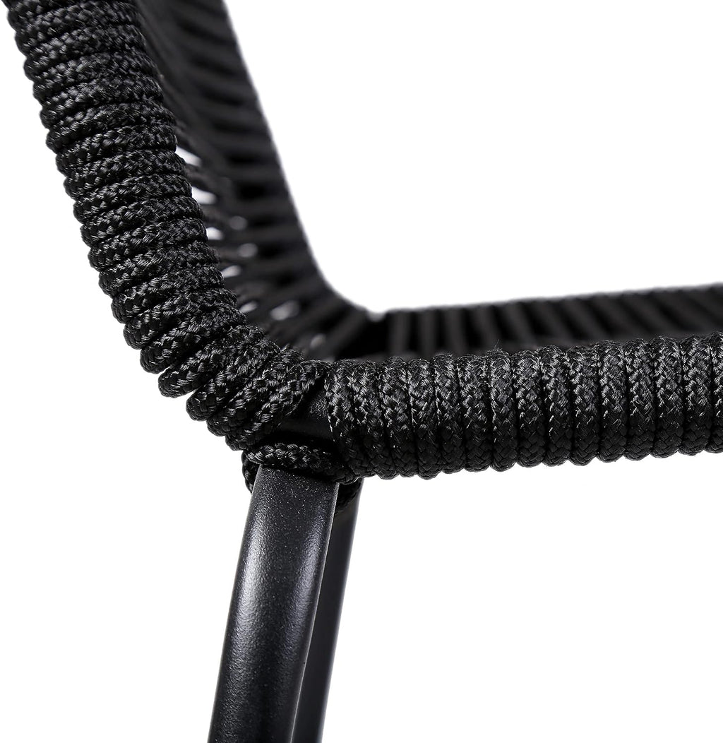 armen LIVING Shasta Indoor Outdoor Patio Metal and Black Rope Stackable Barstool, 30" Seat Height, Set of 2