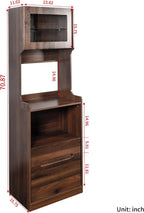 Kitchen Pantry Hutch Cabinet, Farmhouse Kitchen Hutch Buffet Cabinet with 2 Drawers and Shelves, Sideboard Buffet Cabinet with Microwave Stand for Dining Room, Kitchen