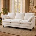 KYJ 69 Inch Small Sofa, 3-Seater Loveseat Couch with Cloud 2 Layer Cushion, 22.8" Deep Seat, Oversized Pillows, Chenille Fabric, Compact for Small Spaces,Apartment, Living Room, Studio, Office, Beige