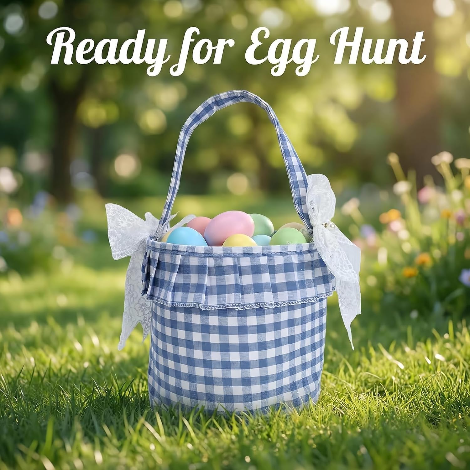 Primst Easter Bunny Baskets for Kids –Striped Fabric Egg Hunt Bags with Handles & Detachable Bows, Reusable Candy Buckets for Easter, Halloween Trick or Treat, Party Favors & Home Storage