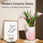 Gradient Pink Ceramic Vase, GUKJOB Small Cute Flower Vase for Pampas Grass, Home, Living Room, Dining Table, Farmhouse, Office Decor, Bedroom, Table, and Kitchen Shelf (Gradient Pink)
