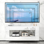 TV Stand High Gloss TV Cabinet with 2 Large Drawers & Push-Open Doors, Modern TV Console Storage Cabinet for Living Room, Office, White