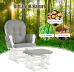 Nursery Rocking Chairs Nursery Glider Rocking Chair Wood Baby Rocker with Ottoman Cushion Upholstered Nursing Chair with Padded Arms (Light Gray)
