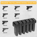 Adoreal Magnetic ABS 6 Standard Double Stack Mag Rack Wall Mount, Wall Magazine Display, Detachable Wall Mags Storage Organization System, Precision Fit Glock 17, 19, 26, 31, 32, 33, 34 Mags