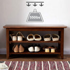 XKZG Shoe Storage Bench Wooden Shoe Rack Bench Rustic Solid Wood Entryway Bench (Brown,23.6")