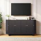 ONBRILL 63 Inch Sideboard Buffet Cabinet, Modern Oval Cabinets with Doors, Large Buffet Cabinets with Storage, Console Credenza w/Adjustable Shelves for Living Room, Kitchen, Entryway, Black