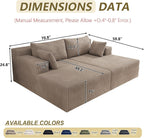 71" Oversized Double Chaise Lounges Indoor, Upholstered Corduroy Oversized Chaise Lounge Chair, Modern Sleeper Loveseat Chair Boneless Cloud Couch for Living Room Bedroom Reading (Camel)