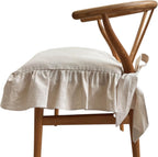 Korean Made Chair Pad 17.5'x 17.5' Slipcover Chair Cushion Cover with Ties and Ruffle Farmhouse Decor No Cushion Insert, Stocking Stuffer Gift for Mom (Vanilla)