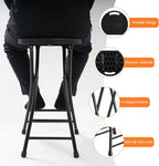LEDLAY24 Inch Folding Stool with Handle - 500LBS Capacity Portable Foldable Stool with Non-Slip Feet, Heavy-Duty Steel & Plastic Collapsible Stool for Indoor Outdoor Use, Black