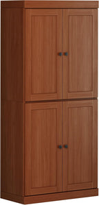 Palace Imports Solid Wood Kitchen Pantry Cabinet - 71.5" Tall x 32" Wide - Wooden Storage Cabinet with 4 Shaker Doors & 4 Adjustable Shelves, Mocha, 100% Renewable Eco-Friendly Wood, Made in Brazil