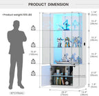 Lvifur 71” Tall Display Cabinet with Glass Doors, Modern Curio Cabinet Display Cases for Collectibles, Living Room Bookcase Locking Cabinet with Lights & Human Body Sensor, Gift for Father (White)