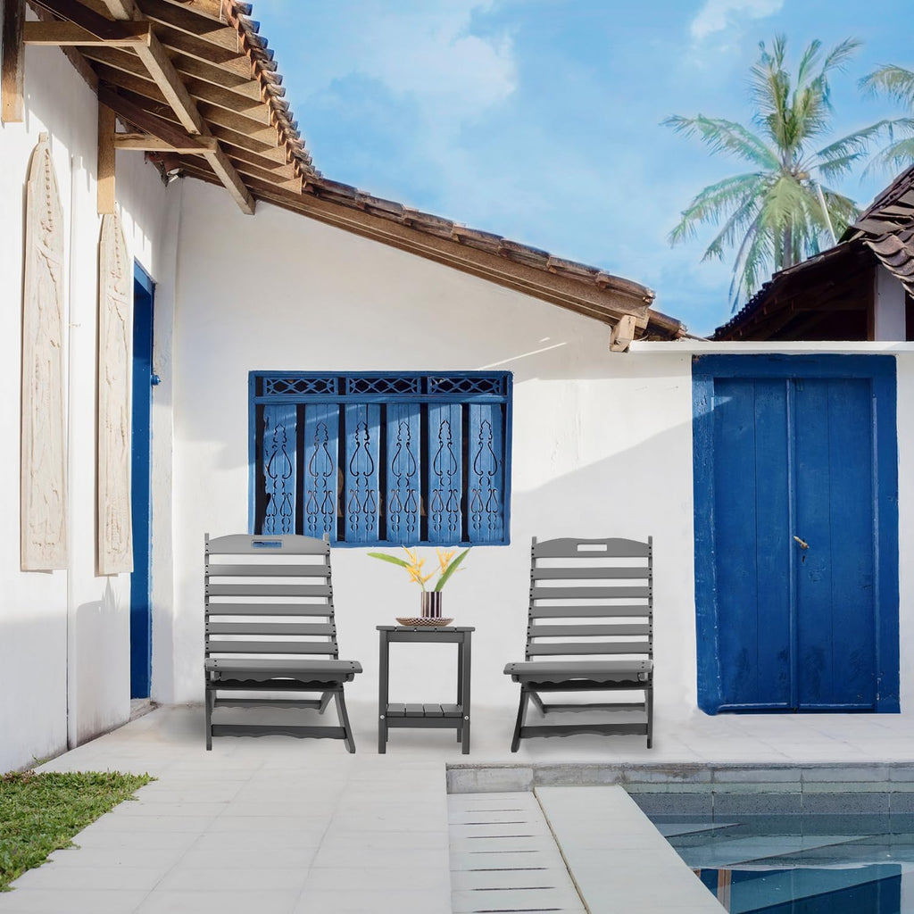 IVY&LANE Portable Adirondack Chairs Set of 4 | Folding Xavier-Chair | Wave | HDPE Plastic | Grey | All-Weather Resistant | for Outdoor Fire-Pit Patio Lawn Beach Poolside