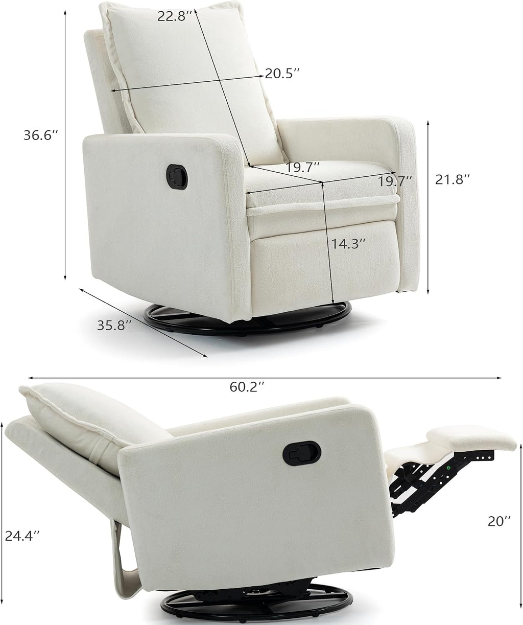 Rocking Chair Nursery Manual Recliner Swivel Rocker Glider | Comfy Chair for Living Room and Bedroom