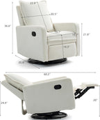 Rocking Chair Nursery Manual Recliner Swivel Rocker Glider | Comfy Chair for Living Room and Bedroom