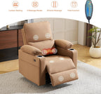 270° Swivel Rocker Recliner with Adjustable Armrests,Oversized Power Nursery Recliner with Heating and Massgae,Rocking Chair Nursery with One-Touch Reset,Double Cup Holder,Faux Leather,Brown