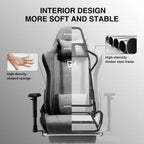 GTPLAYER Gaming Chair with Footrest, Fabric Breathable Big and Tall Ergonomic Computer Chair 350 lbs with Adjustable Lumbar Support and Recliner, High Back Game Chair for Office Gaming, Grey