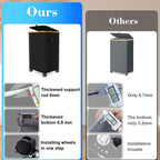 Laundry Hamper with Wheels,20 Gal (75L) Laundry Basket with lid Rolling Clothes Hamper Foldable Dirty Clothes Basket on wheels with Bamboo Frame and Bag for Bedroom, Dorm, Laundry Room-Black
