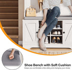71" Hall Tree with Bench and Shoe Storage, Entryway Hall Tree with 2 Doors and 6 Adjustable Shelves, Cushioned Storage Bench with Coat Rack for Hallway, Living Room, Mudroom