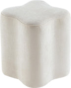 Get Set Style 14.4 Inch Flowers Shaped Ottoman,Modern Chenille Ottoman Vanity Stool for Living Room Comfortable Pouf,Stylish Sofa Foot Rest (White)