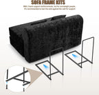 59" Convertible Sofa Bed with High Backrest & Washable Cover, Compression Boneless Couch in a Box, Sectional Loveseat Floor Sleeper Sofa for Bedroom, Living Room, BlackFleece