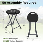 Giantex Folding Stool Set of 2, 18” Height Foldable Bar Stools, Portable Folding Chairs with Built-in Carry Handle, 330lbs Capacity, Indoor & Outdoor Round Stools for Camping RV Party Event (2, Black)