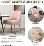 Dining Chairs,Modern Living Room Chairs, Velvet Upholstered Dining Room Chairs with Gold Legs,Tufted Accent Chair Set of 6 for Reception Room Bedroom Study Room(Pink)