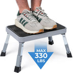 Height-Adjustable 7"- 9" Folding Step Stool with Non-Slip Platform 10" x 15" - Portable Step Ladder for Adults and Kids - Perfect for Office, Kitchen, Home - Sturdy - Supports up to 330 Lbs