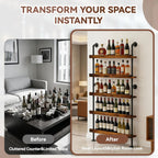 TONGMO 5-Tier Wall Mounted Wine Rack, Industrial Pipe Floating Bar Shelves, Liquor Bottle Display Shelf Holds 40+ Bottles, Space-Saving Storage for Home Bar Kitchen Dining Room, 31.5” W x 79” H