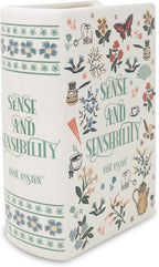 Steel Mill & Co Original Large Book-Shaped Decorative Vase, Ceramic Vases for Home Decor, Cute Bookshelf Decor, Unique Vase for Book Lovers (Sense and Sensibility)