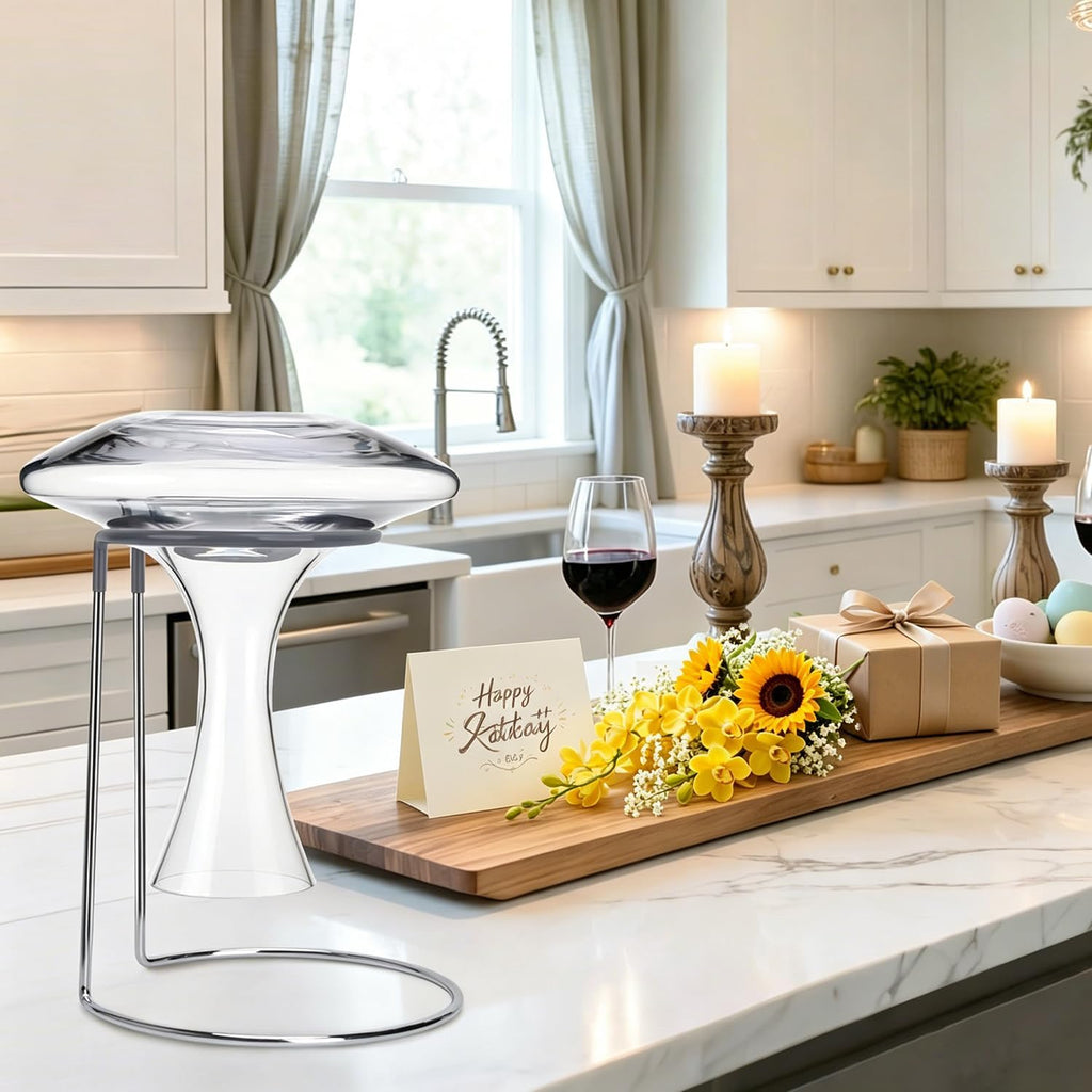 Wine Decanter Drying Stand with Rubber Coated Top to Prevent Scratches, Wine Decanter Drying Rack for Standard and Large Wine Decanters, Wine Decanter NOT Included, (with Cleaning Brush)
