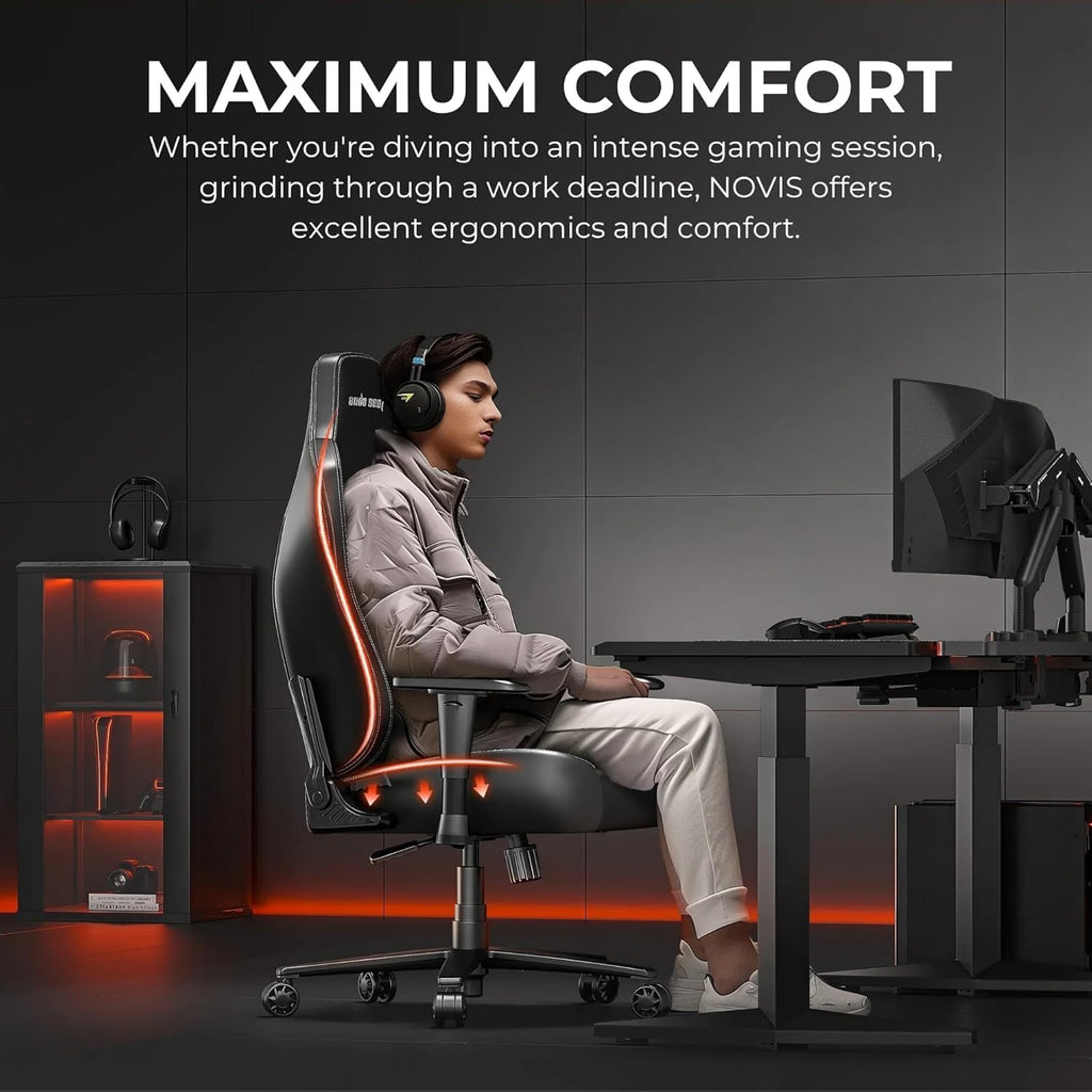Anda Seat Novis Gaming Chair for Adults -Reclining Video Game Chairs, Linen Fabric Ergonomic Office Chair for Home & Work, Heavy Duty Back Lumbar Support - Gray Fabric, XL