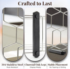 Countertop Wine Rack - 8-Bottle - Stainless Steel & Charcoal Oak - 3 Tier Tabletop Wine Holder Stand for Cabinet, Pantry - Freestanding - No Assembly Required