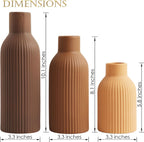 Joeabor Ceramic Vase Set of 3 - Handcrafted Ceramic Vases for Home Decor & Shelf - Modern Farmhouse Decor for Kitchen, Office, Bedroom & Living Room Decorative Objects for Mantel, Table Centerpieces