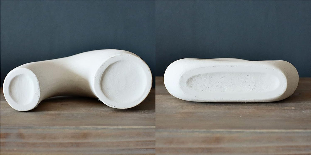 Carrot's Den Donut Vase, Set of 2 - White Large Ceramic Vase - Minimalist Nordic, Hollow | Table Centerpiece, Olive Plant, Wedding, Living Room, Bookshelf, Office, Modern Home, Entryway, Console