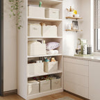 Fabric Storage Bins with Lids 14.6*10.6*10.2 in, 2-Pack Storage Baskets for Closet, Large Linen Organizers and Storage Bins for Bedroom, Collapsible Baskets and Bins with Handles, Off White