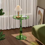 Modern Acrylic Side Table, Round Clear End Table for Living Room,Bedroom Lobby and Office Easy Assembly (Green, Large)