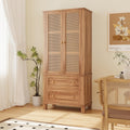 Kitchen Pantry Storage Cabinet, 64" Tall Pantry Cabinet with Rattan Doors and 2 Drawers,Storage Cabinet with & Adjustable Shelf, Wooden Utility Pantry for Kitchen, Dining Room