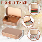 Hotop Metal Rectangular Empty Hinged Tins 3.75 x 2.45 x 0.8 Inch Box Containers with Lids Mini Portable Box Small Storage Kit, Home Organizer(Rose Gold,3 Pcs)
