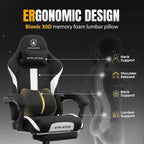 GTPLAYER Gaming Chair with Foot Rest & Pocket Spring Cushion, Breathable Fabric for Home Office Desk, Ergonomic High Back Computer Chair with Headrest & Lumbar Support, Black