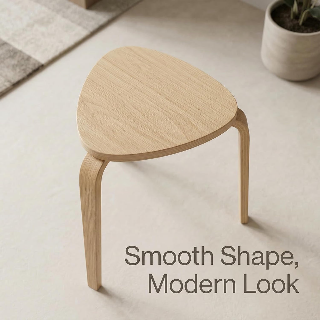 Modern Scandinavian Wooden Stool, Minimalist Round Side Table, Small Accent Table for Living Room, Bedroom, Entryway, Plant Stand, Lightweight Decorative Stool