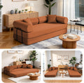 79" Corduroy Sofa Bed, Boneless Couch in a Box with 2 Pillows, High-Density Foam 4-in-1 Foldable Sleeper Futon Loveseat for Small Spaces, No Assembly, Side Pockets, Hex Arm Orange