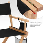 OmySalon 31" Extra Tall Directors Chair - Portable Folding Makeup Chair with Storage Bag & Footrest, Professional for Salon/Outdoor/Craft Shows, 250lbs Capacity (Black/Natural Frame)