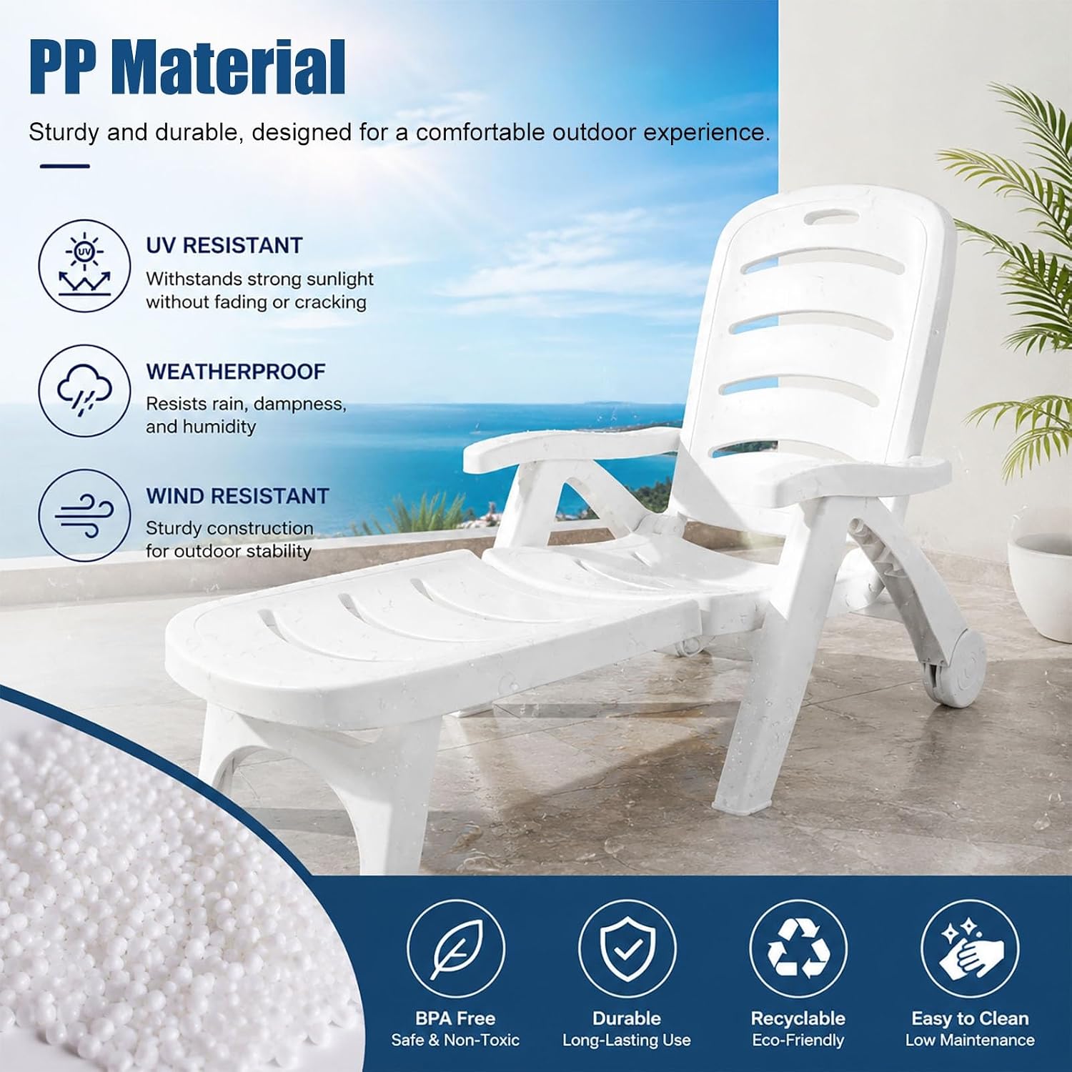 Kids Lounge Chair Outdoor, with High Backrest, Arm Rest, Adjustable Reclining Design, Durable Construction, Portable & Lightweight for Backyard, Poolside, or Beach