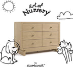 Storkcraft Santorini 6 Drawer Double Dresser, Driftwood | GREENGUARD Gold Certified, Interlocking Drawer System, Premium Wood Dresser Drawer Organizer for Nursery and Kids Bedroom