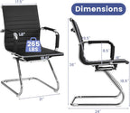 Tangkula Office Guest Chair Set of 2, Heavy Duty Reception Chairs Conference Room Chairs with Protective Arm Sleeves & Sled Base, Modern PU Leather Classic Mid Back Guest Chairs no Wheels